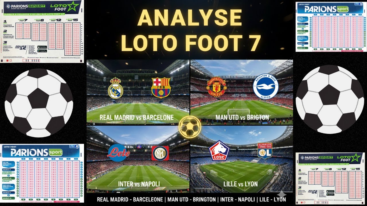 ⚽Mon Analyse du Lotofoot 7 dimanche 💰(pactole 100 000€)💰 avec Barca-Real et Lille-Lyon⚽