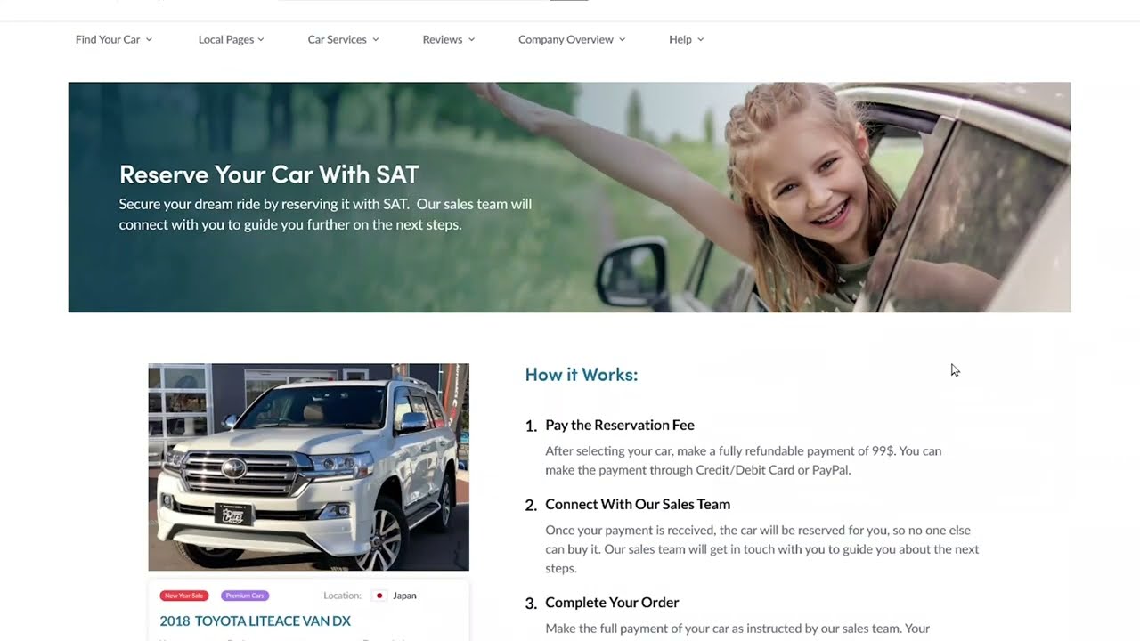 How to Purchase or Reserve a Car for $99 with SAT Japan?