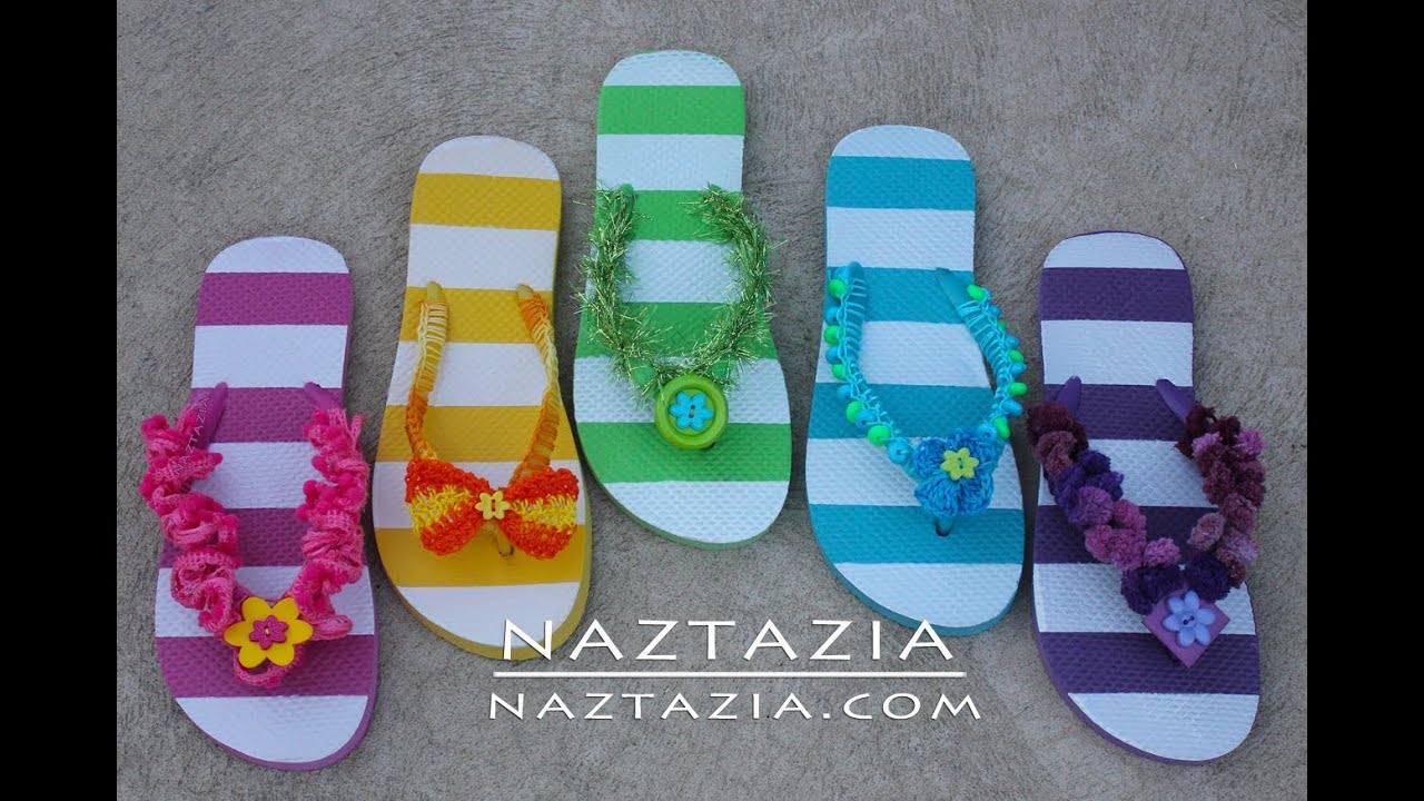 HOW to CROCHET on FLIP FLOPS - DIY Tutorial to Decorate Sandals Shoes Beach