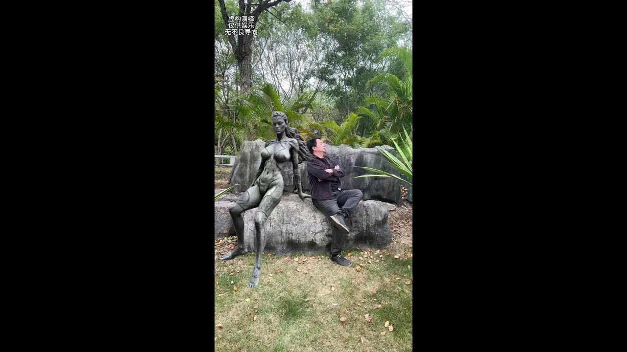 Almost got scared by this stone # Corner of the park # Stone carving # Mobile special effects produ