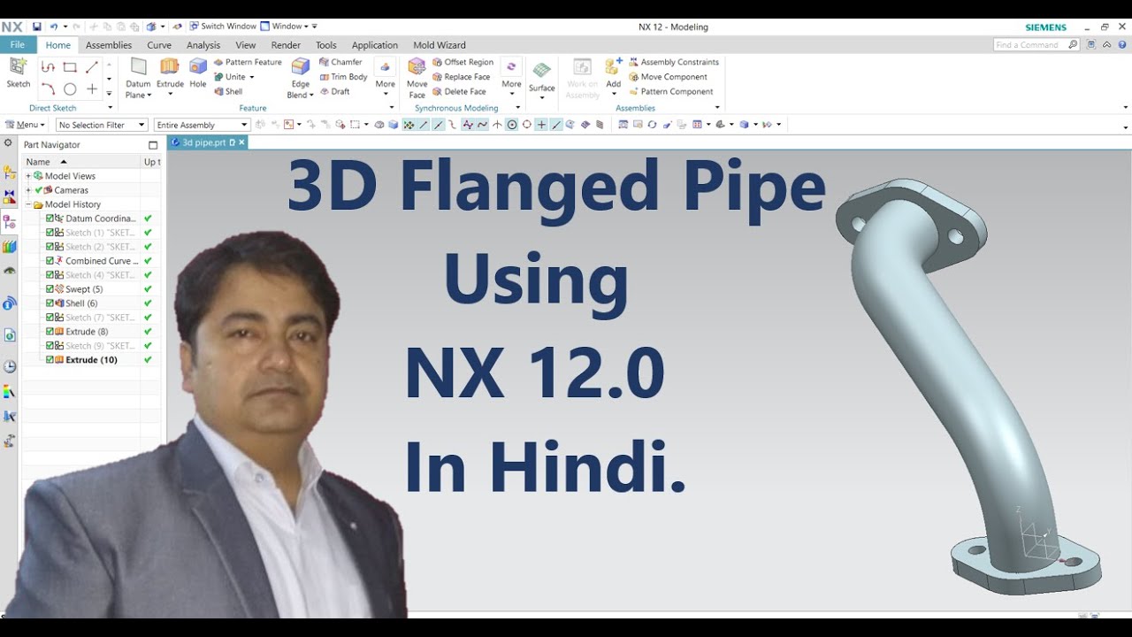 3D Flanged Pipe Using Nx 12.0 In Hindi.