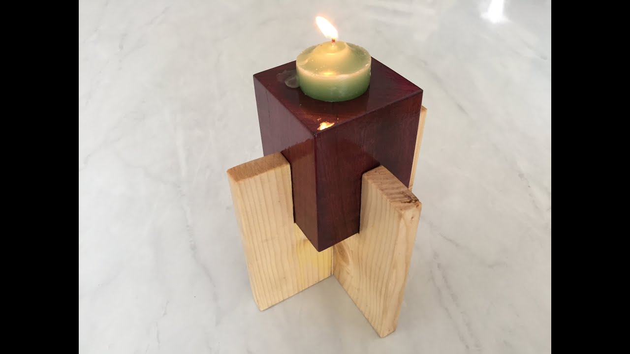 CASTIÇAL DE MADEIRA REAPROVEITADA - PORTA VELAS