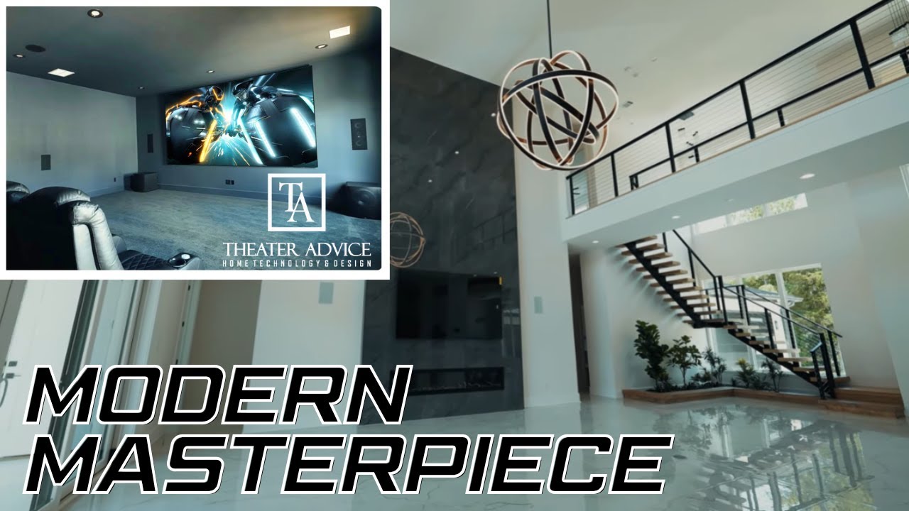Modern Home Design Full AV Walkthrough with huge Home Theater. URC total control. SVS Subwoofers