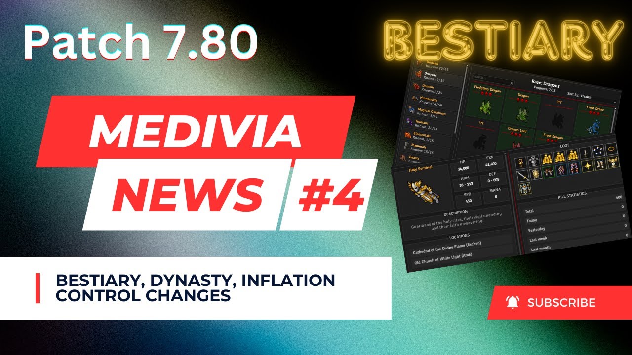 Medivia News #4 - Bestiary, Dynasty Launch, Inflation Control Changes