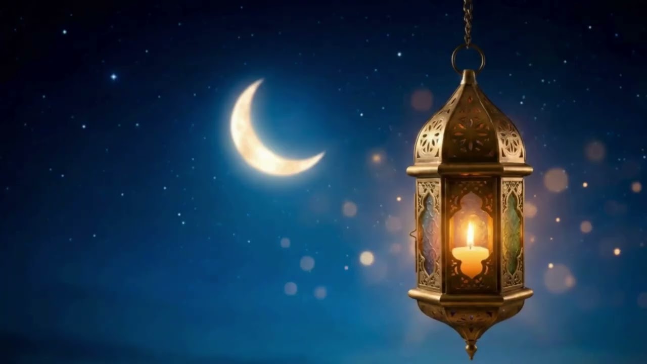  Ramadan Crescent Moon 🌙 | 4K Lantern Night Wall Art | Peaceful Ramadan Ambience