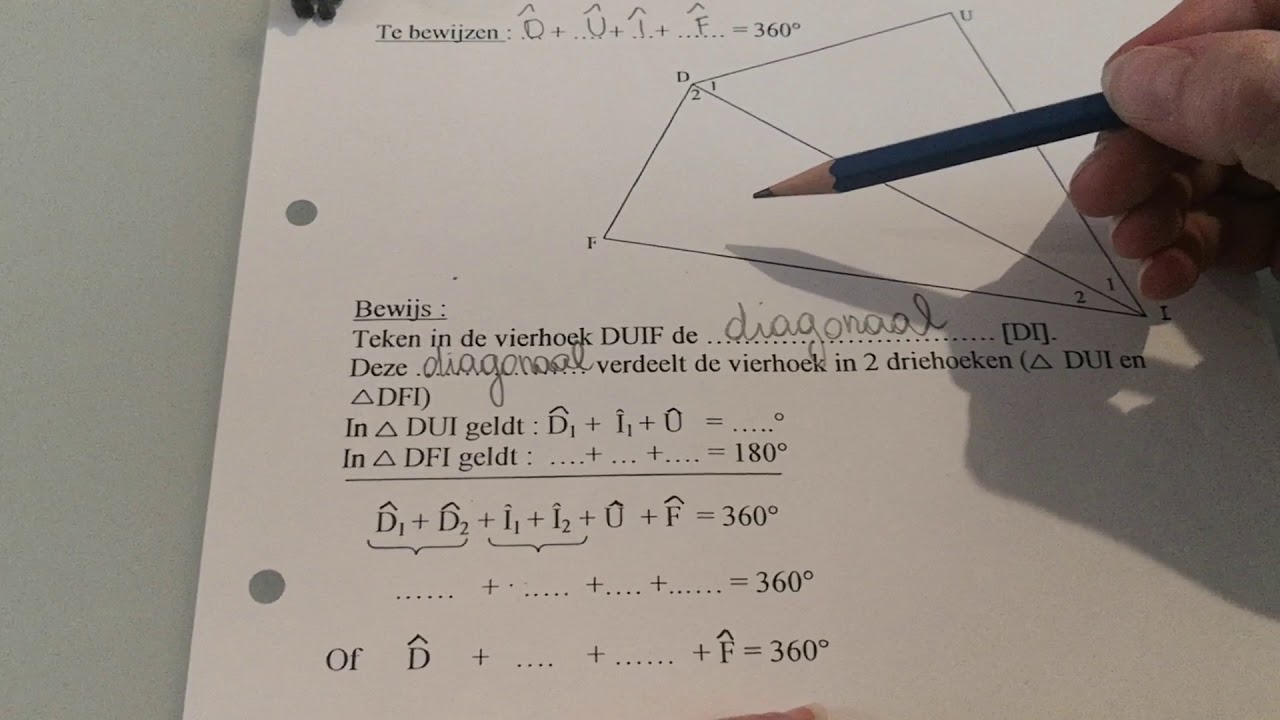 2wis bewijs som van de hoeken van een vierhoek