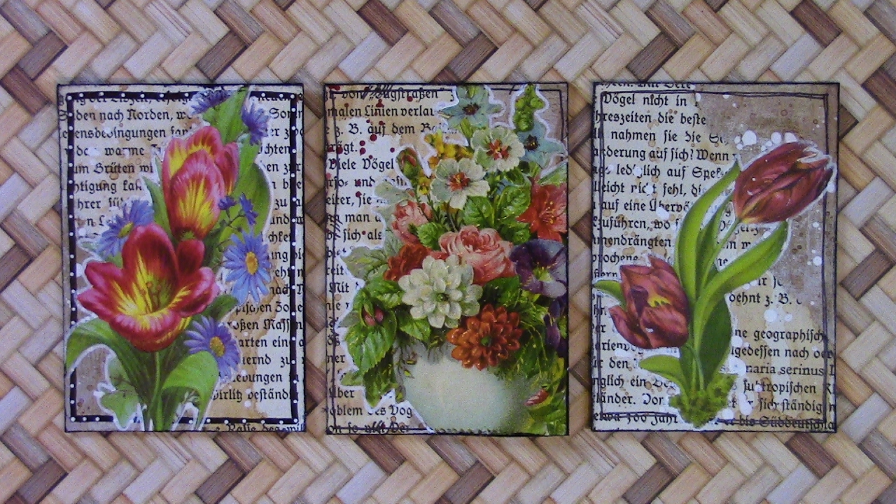 Mixed Media Project: 3 ATCs (Artist Trading Cards) 