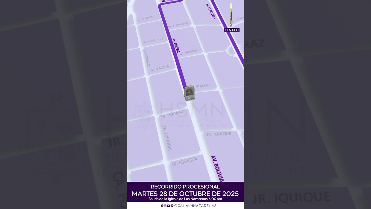 RECORRIDO PROCESIONAL 2025 &ndash; MARTES 28 DE OCTUBRE DE 2025