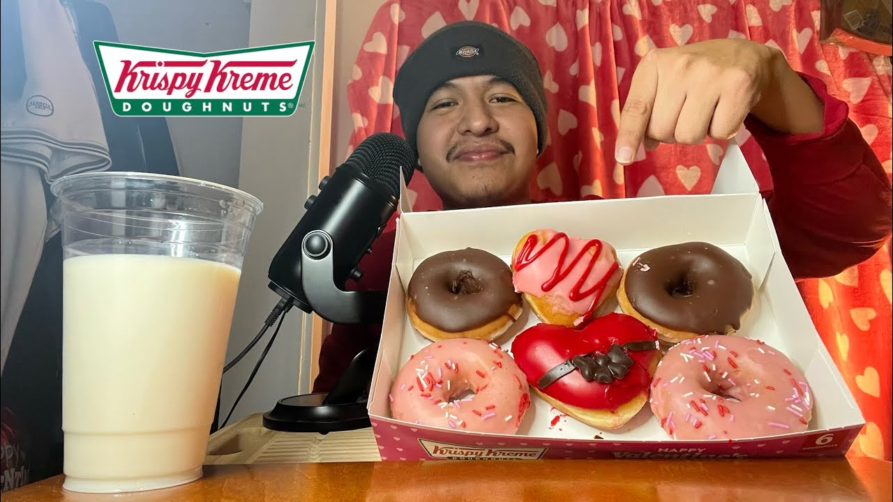 ASMR Eating KRISPY KREME Valentines Donuts ❤️