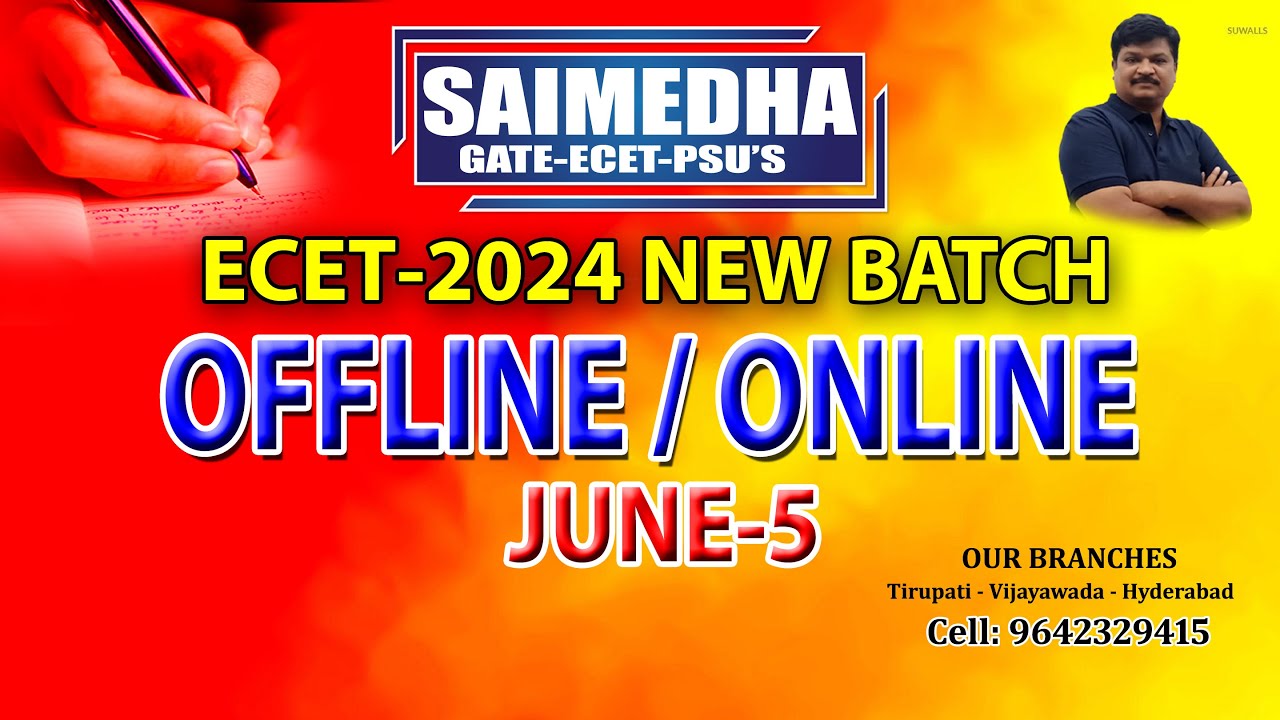 JUNE 5th II ECET 2024 NEW BATCH II SAIMEDHA TIRUPATI II 9642329415