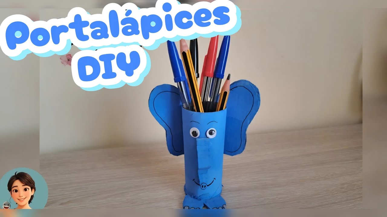 [PASO A PASO] PORTA LÁPICES ELEFANTE con ROLLO de PAPEL ♻️ Manualidad FÁCIL | DIY Pencil Holder 🐘