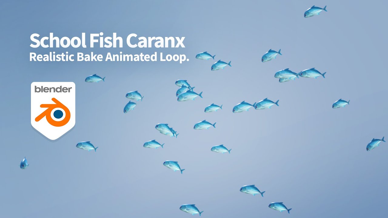 Realistic Marine Life: School of 30 Caranx Fish (36s Loop)