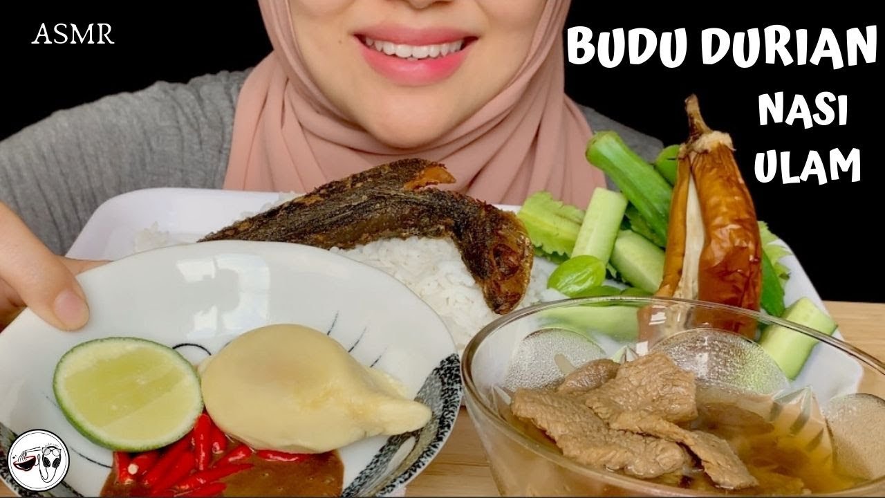 ASMR BUDU DURIAN NASI ULAM | EATING SOUNDS | NO TALKING | MALAYSIAN FOOD