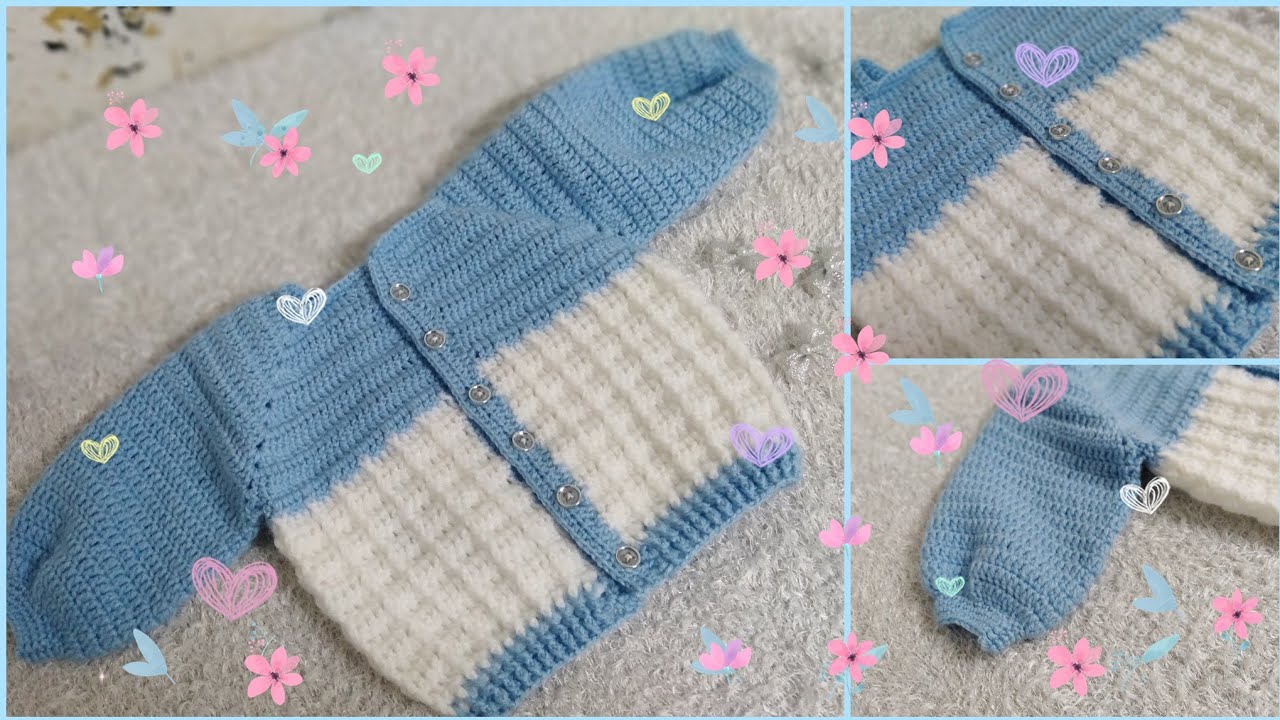 جاكيت للاطفال بسيط وسهل0_4 شهور / Children's jacket is 
 simple/part2