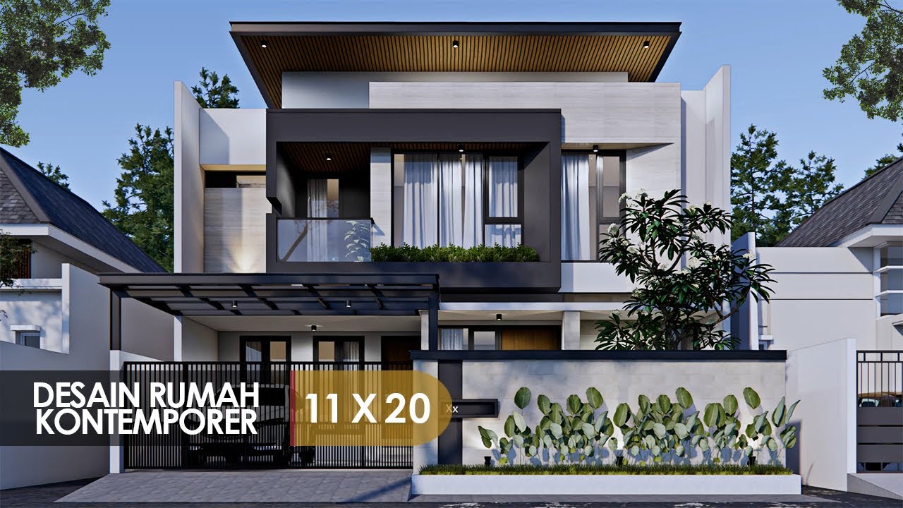 DESAIN RUMAH MODERN KONTEMPORER UKURAN 11 X 20