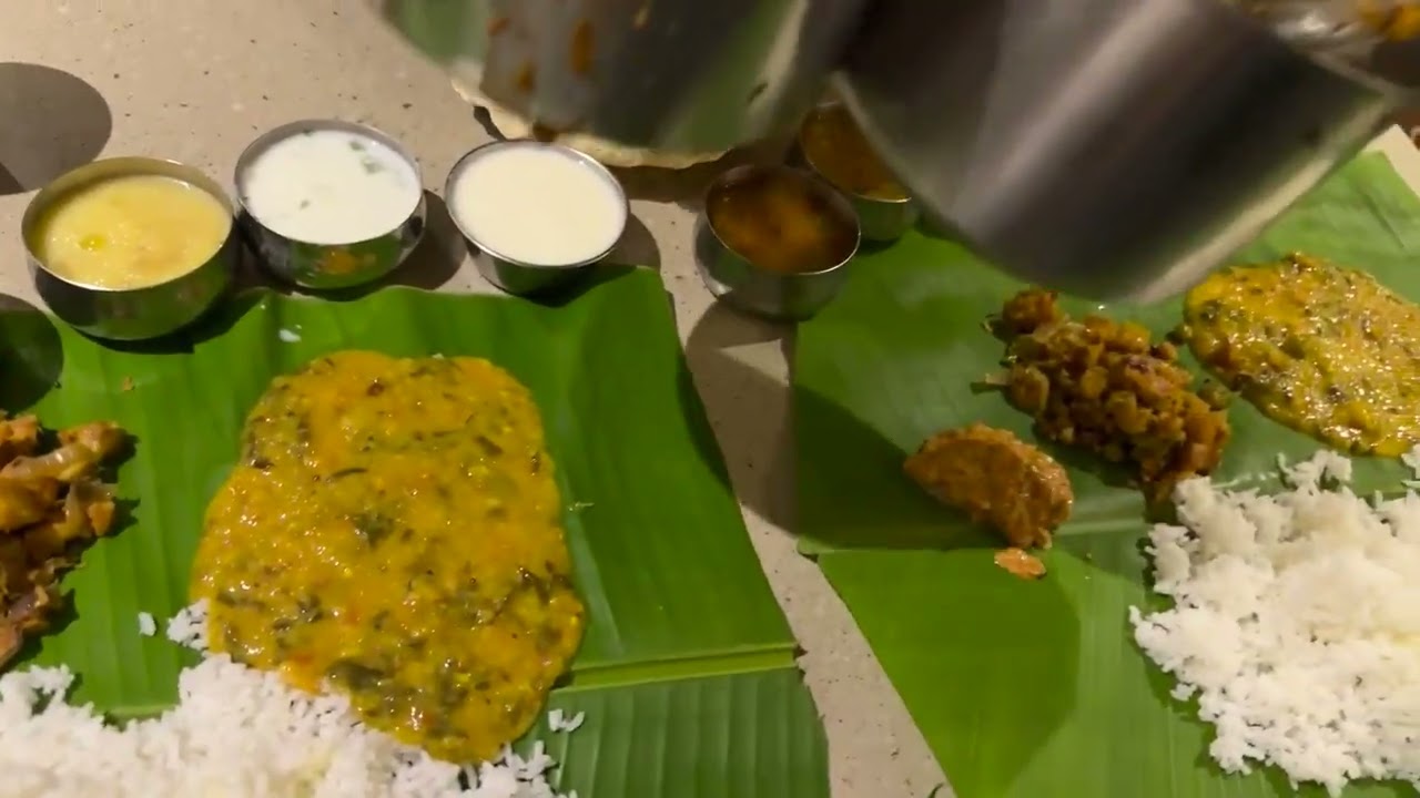 South Indian meals on Banana leaf 