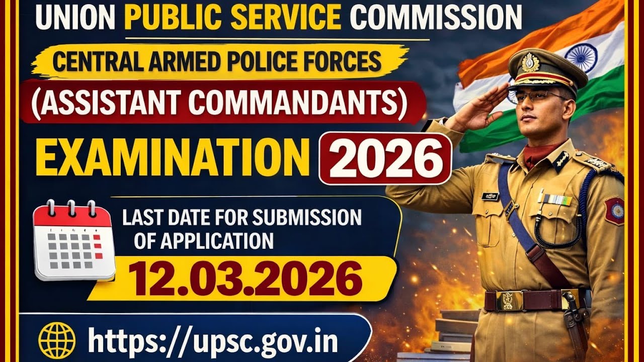 UPSC CAPF Assistant Commandant Recruitment 2026 | Central Armed Police Forces Exam