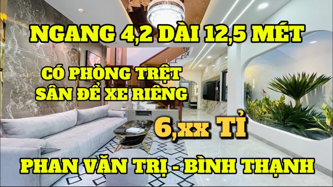 NHÀ ĐẸP QUẬN BÌNH THẠNH , NGANG 4,2 DÀI 12,5 MÉT , 3 PHÒNG NGỦ CÓ PHÒNG DƯỚI TRỆT , CÓ SÂN ĐẬU XE