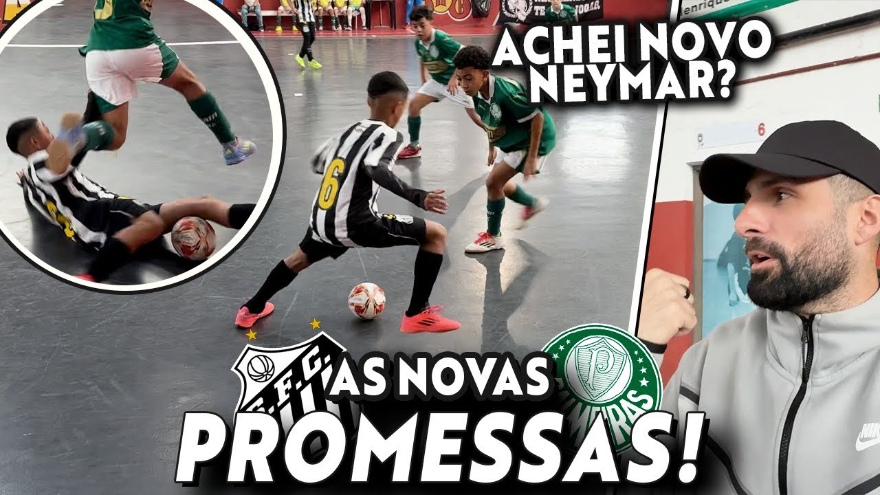JOGO BRIGADO NAS CATEGORIAS DE BASE! SANTOS E PALMEIRAS DUELAM NO FUTSAL! ACHEI O NOVO NEYMAR?