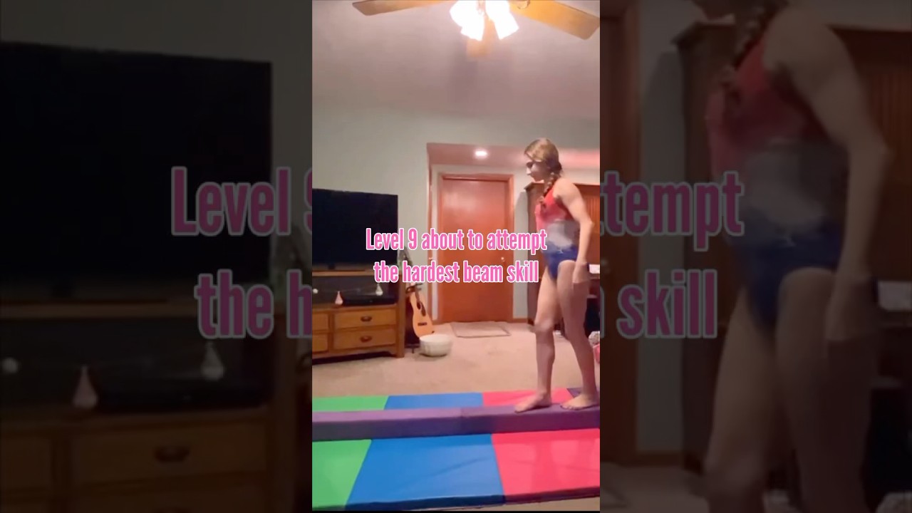 Level 9 Gymnast Attempts Hardest Beam Skill 👀😂 