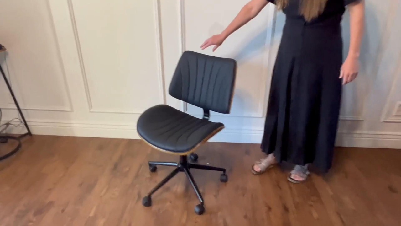 EROMMY Armless Office Desk Chair – Modern Wooden Back Small Task Chair – Height Adjustable