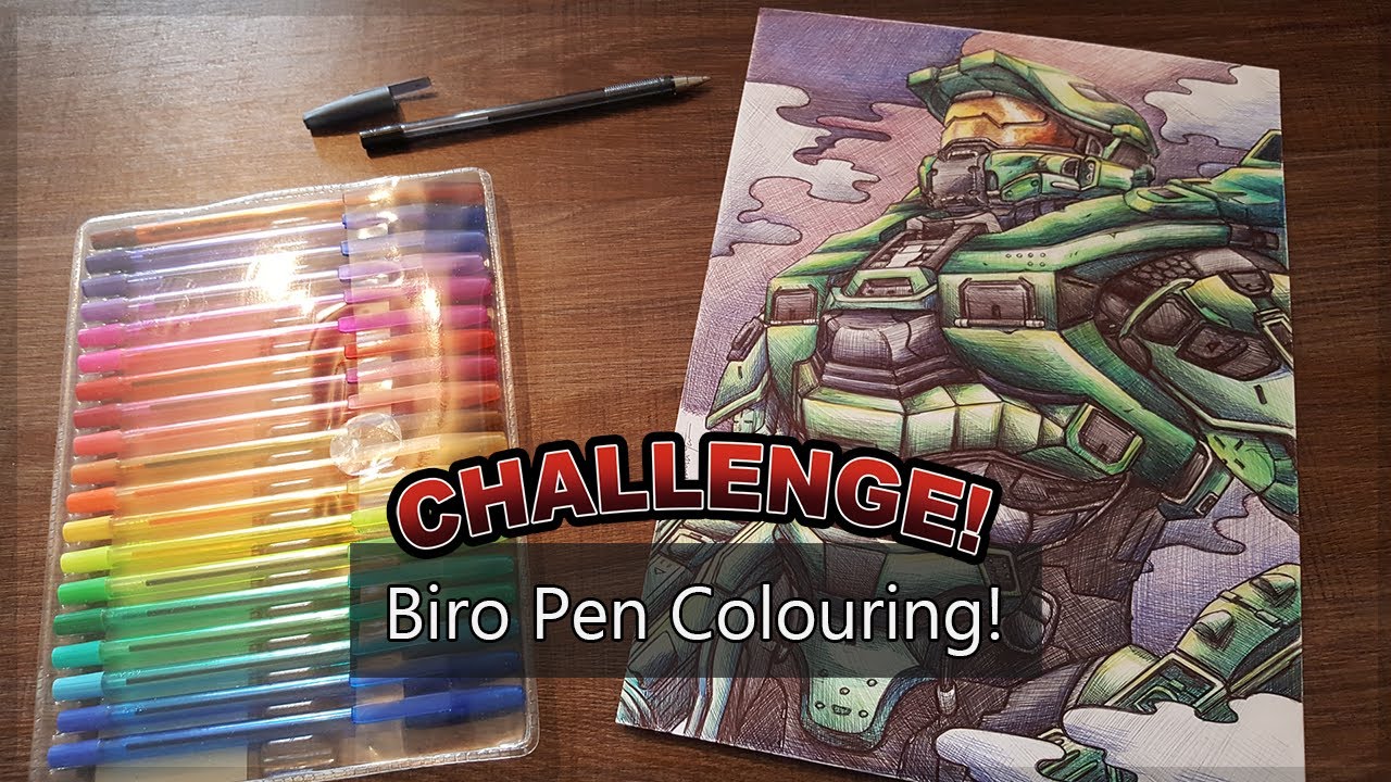 CHALLENGE | Colouring Master Chief (HALO) with Biro pens