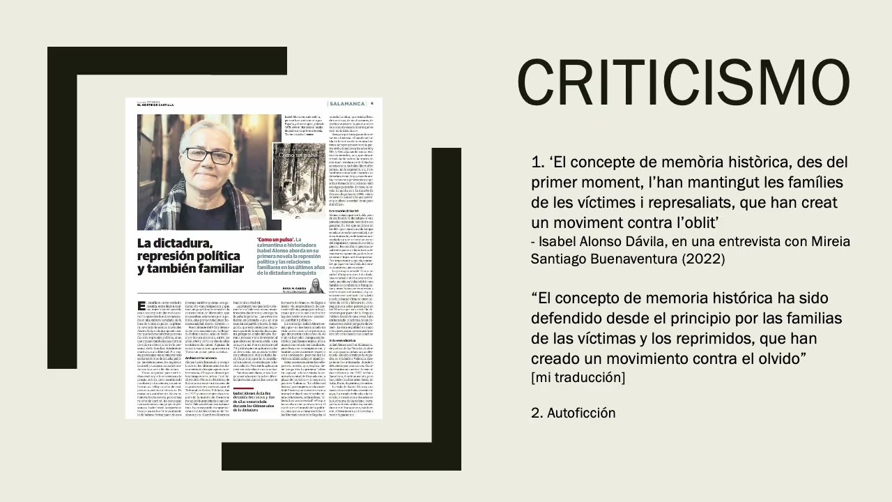Trabajo de  Anastasia Rees, sobre Como un pulso de Isabel Alonso Dávila
