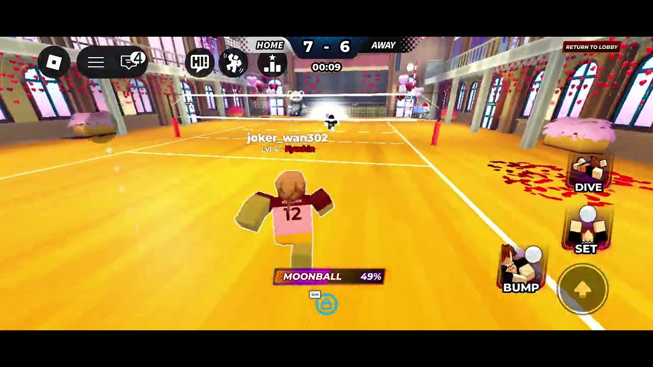 Playing volleyball in roblox
