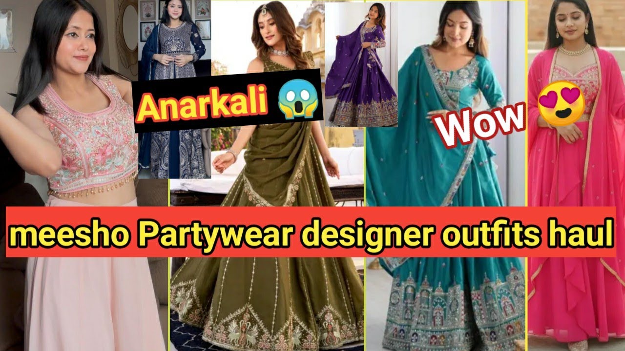 Meesho wedding wear Gown/Lehenga Haul| Meesho Party-wear cotton Anarkali suit/dress | Meesho Haul