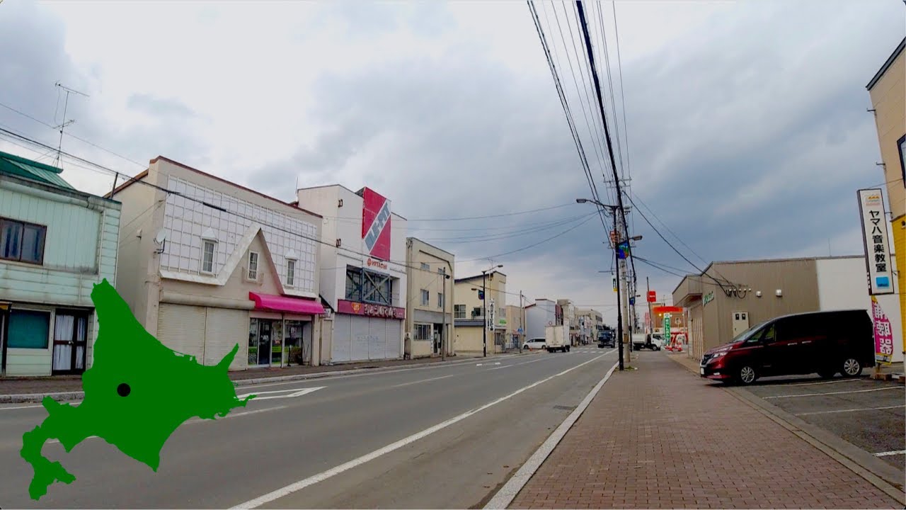 4K Walk Japan　上富良野町中町の商店街を散歩　2020年11月