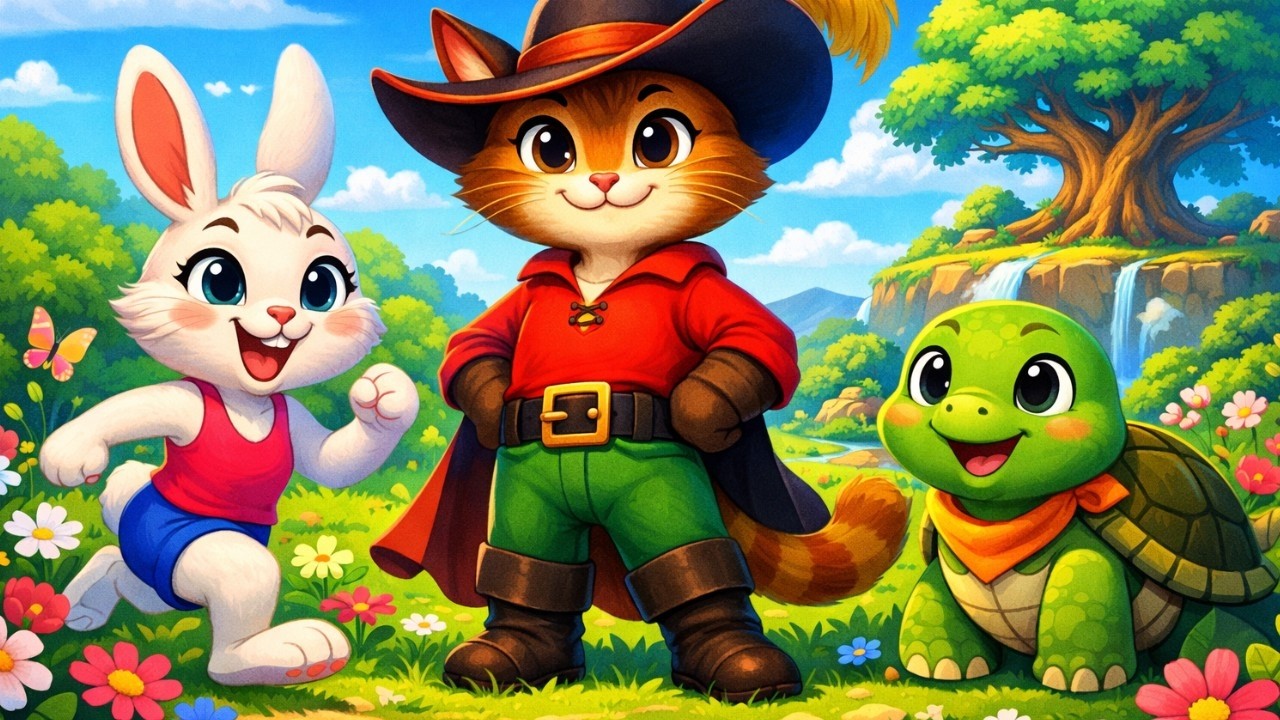 A Lebre, a Tartaruga e o Gato de Botas 💛 Uma Lição de Amizade