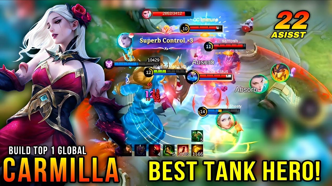 100% Superb Control!! Best Tank Hero Carmilla 22 Assist Plays!! – Build Top 1 Global ~ MLBB