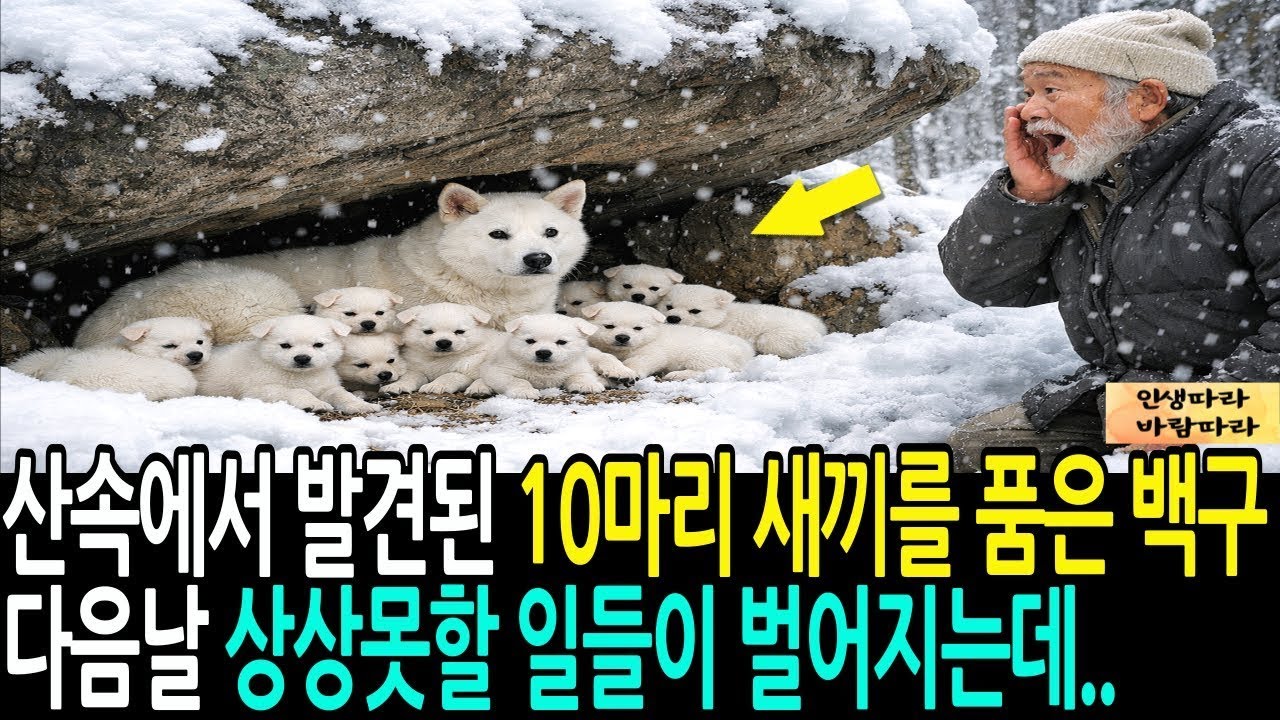 할아버지에게 발견된 10마리 새끼를 품은 백구 다음날 상상못할 일들이 벌어지는데