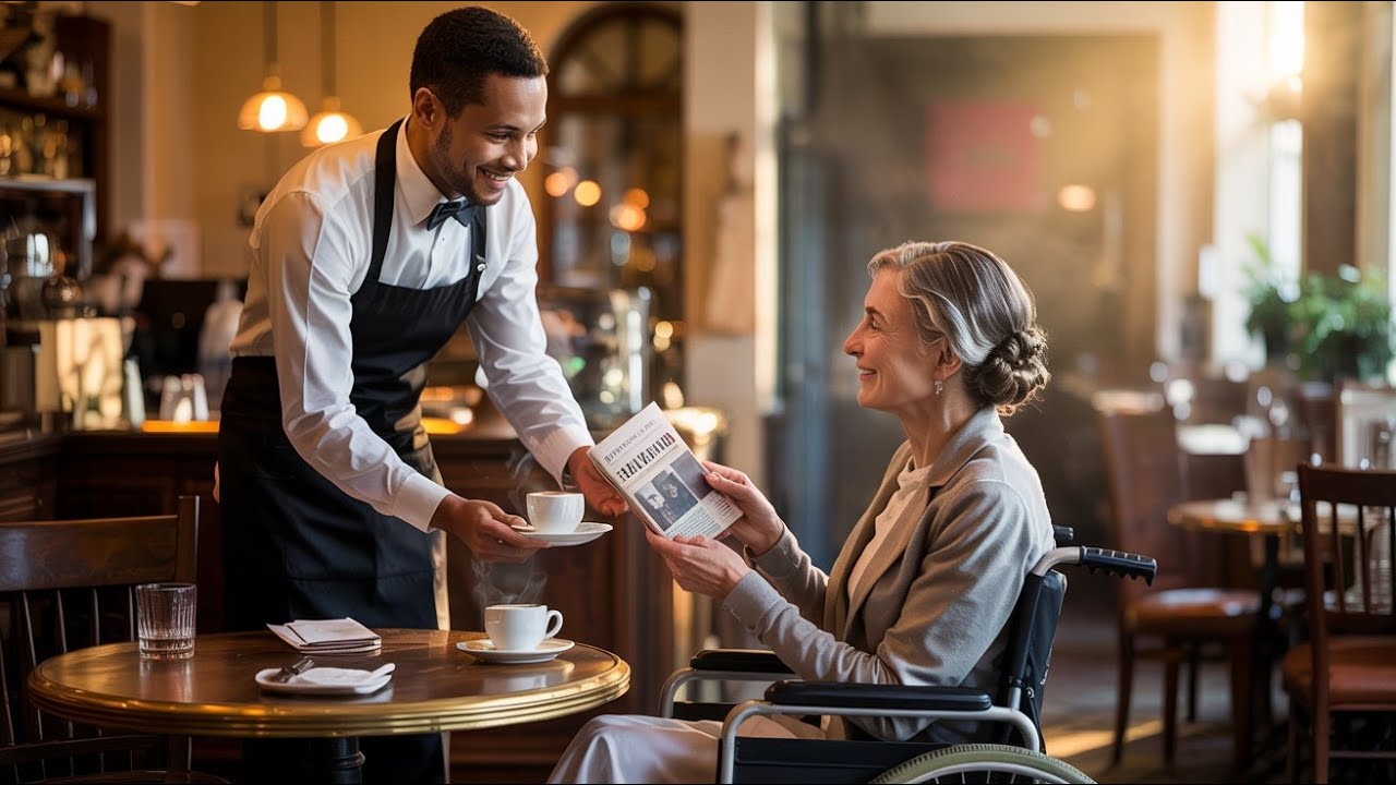 Чернокожий официант обслуживал женщину-инвалида, но когда она передала ему газетную вырезку