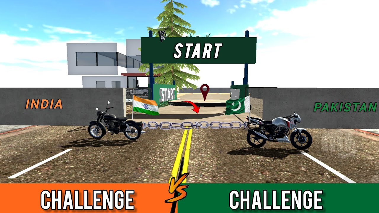 🏁APACHE [VS] BULLET CHALLENGE OF INDIAN PAKISTAN 3D #Indian #bike #driving