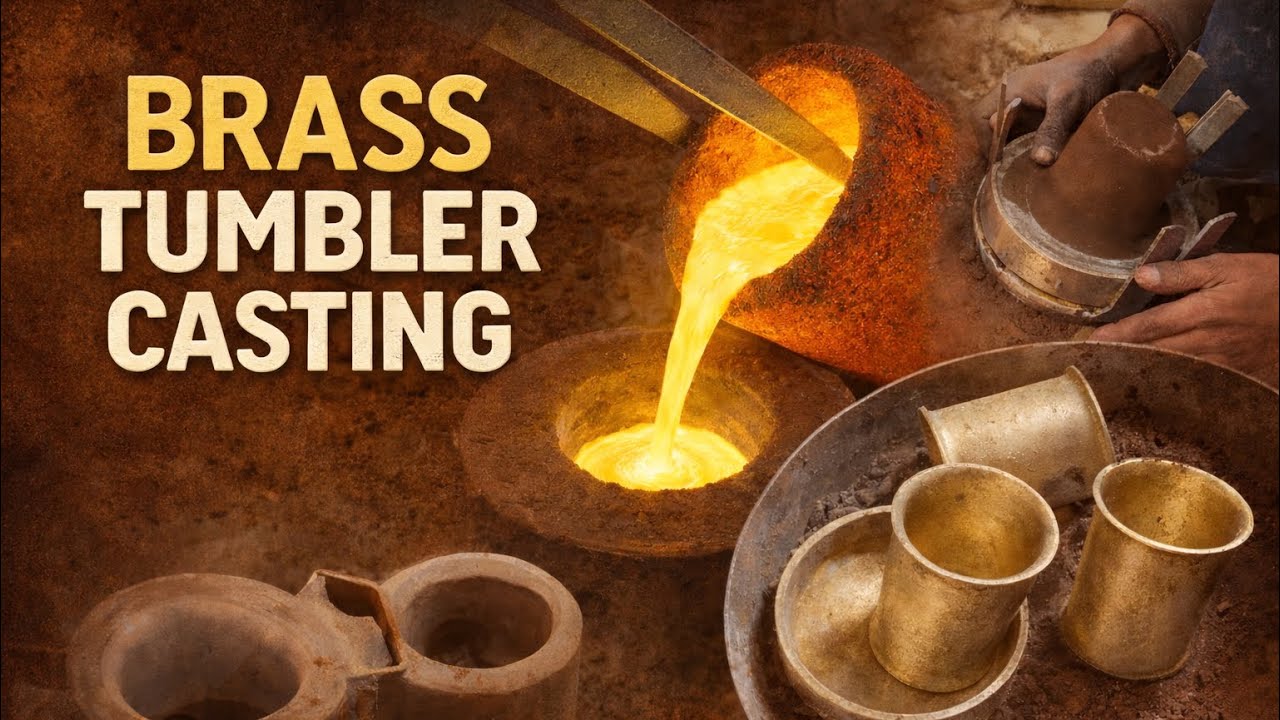 Tumbler casting brass #moradabad #brass #manufacturing #casting #petal #dhalai #tumbler #brassitem 