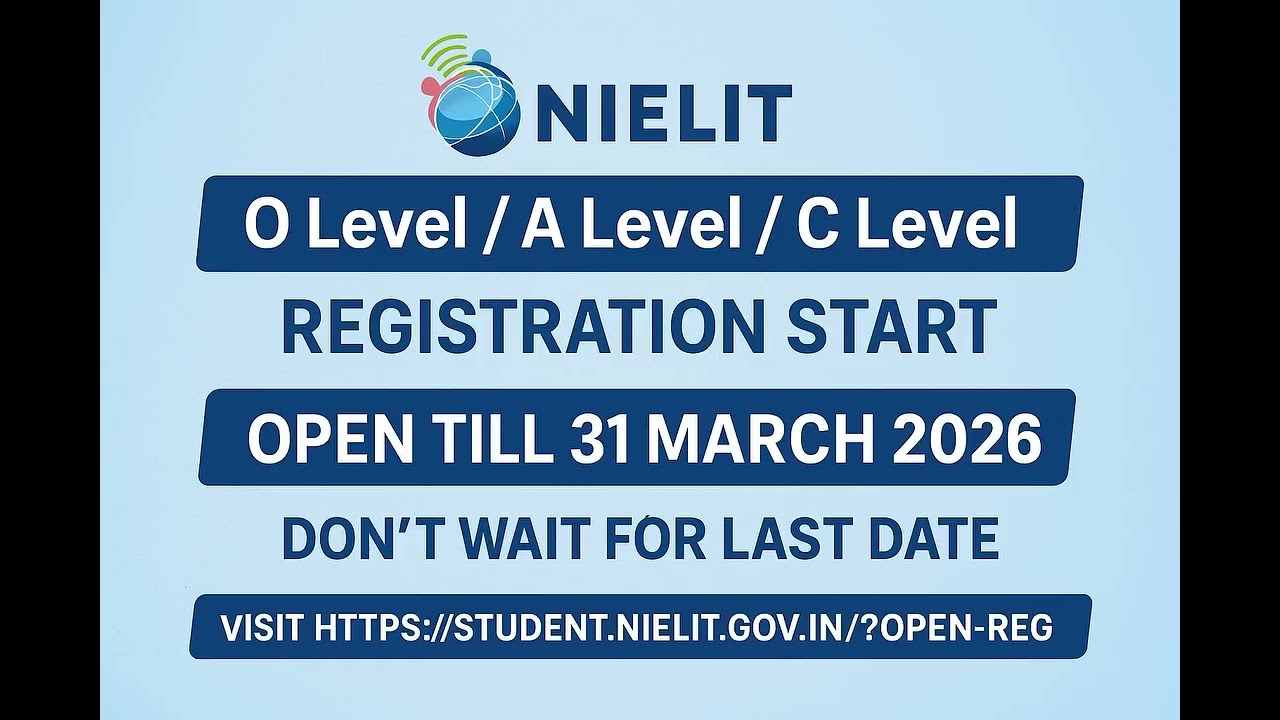 #Olevel #registeration #nielit #Alevel #Clevel #Doeacc #July2026