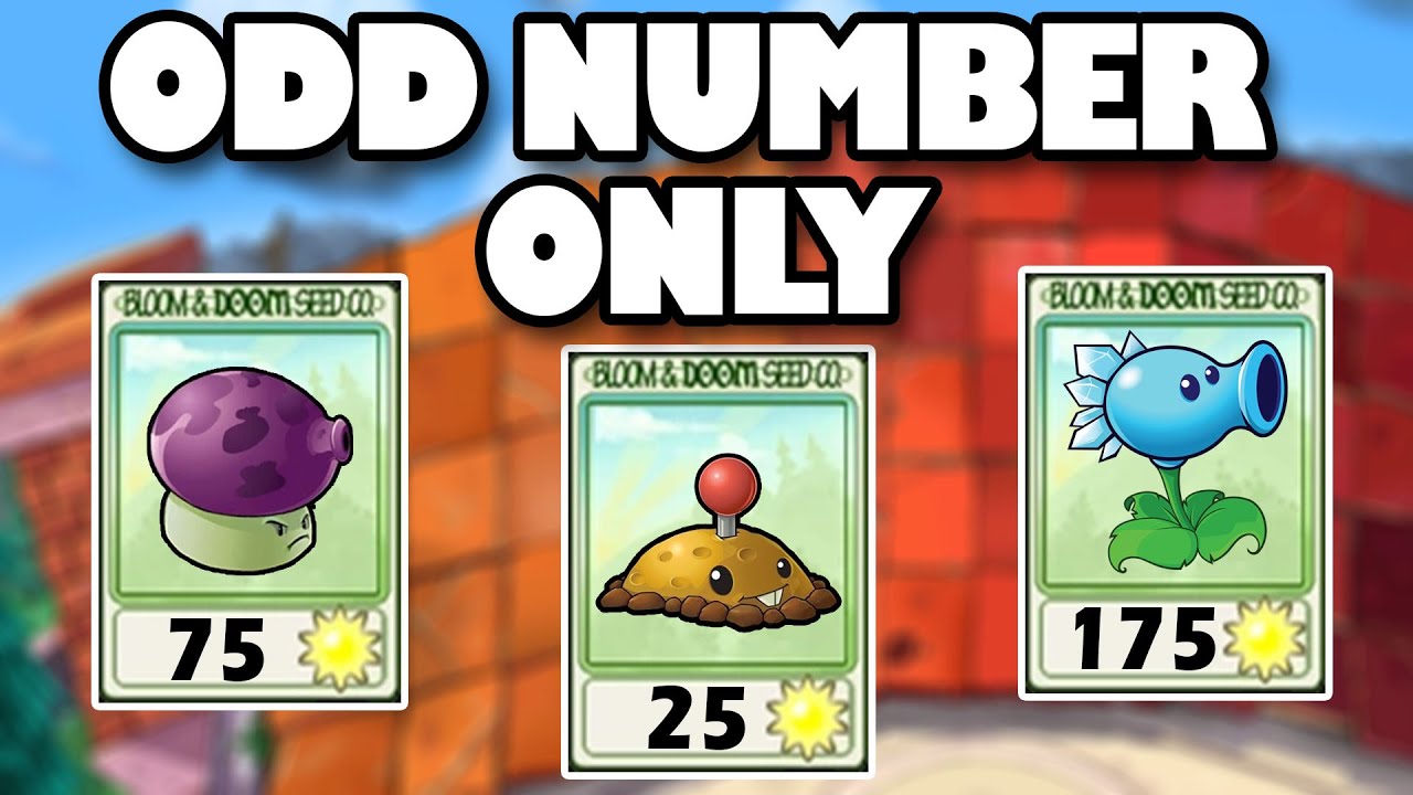 Survival Roof (Hard) But I Can ONLY USE Odd Numbered Plants | PvZ Bonus Challenge