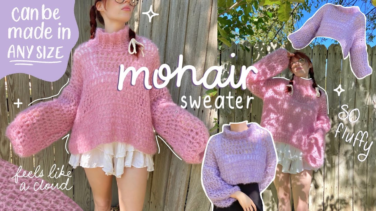 Свитер «Волшебная фея» 🧚‍♀️🍭🦋✨ | мастер-класс по вязанию крючком свитера из мохера | ЛЮБОЙ РАЗМЕР