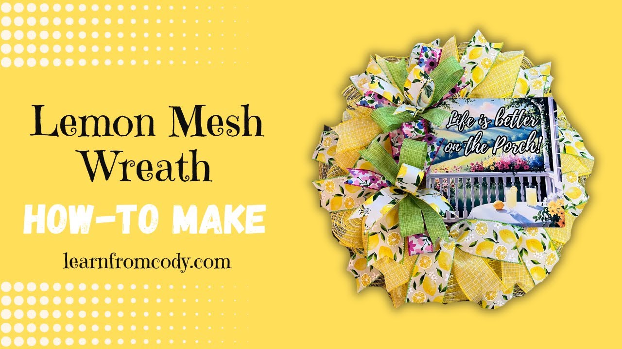 How to make a Lemonade Mesh Wreath. (Live Replay)
