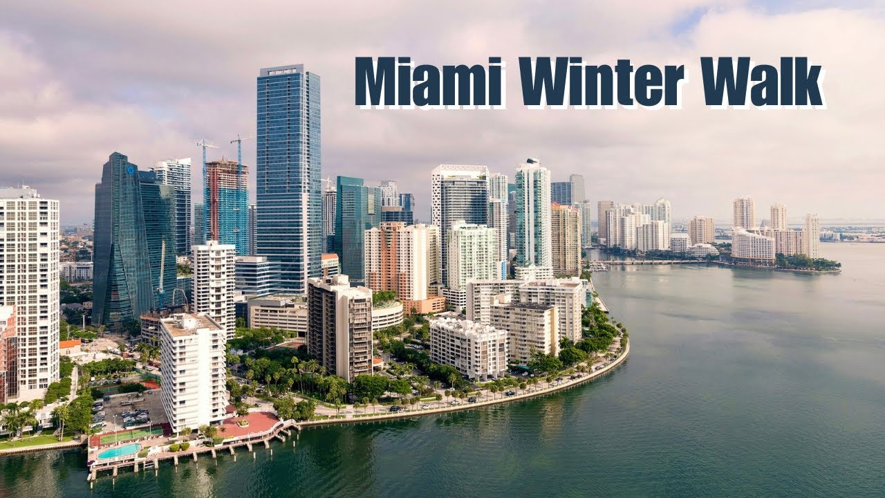 4K Walking Tour Miami Brickell Bay in Winter