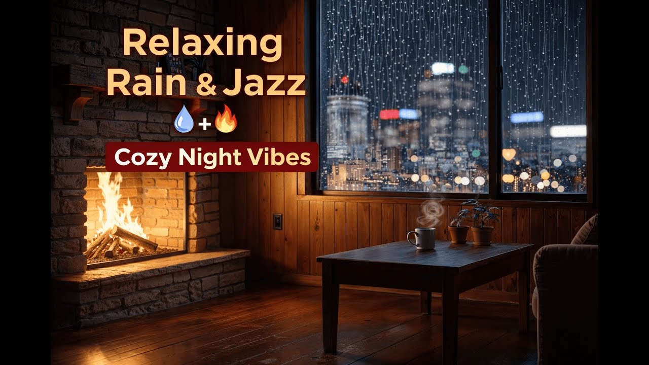 Relaxing Rain & Jazz LoFi – Cozy Night Vibes for Relaxation & Focus 🌧️🔥