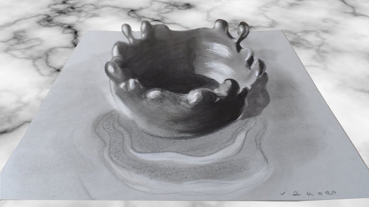 DRAWING SPLASH - How to Draw 3D Splash - Trick Art on Paper
