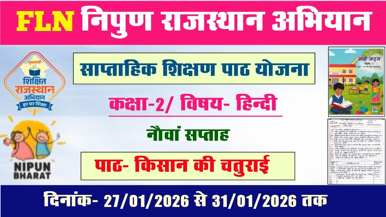 FLN निपुण राजस्थान अभियान l एफ‌एल‌एन कक्षा 2 हिन्दी साप्ताहिक शिक्षण योजना l FLN hindi lesson plan