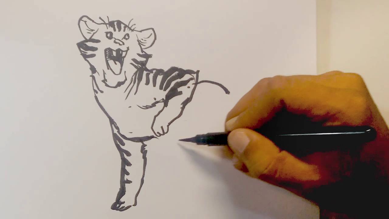 Inking Demo - Pentel Pocket Brush