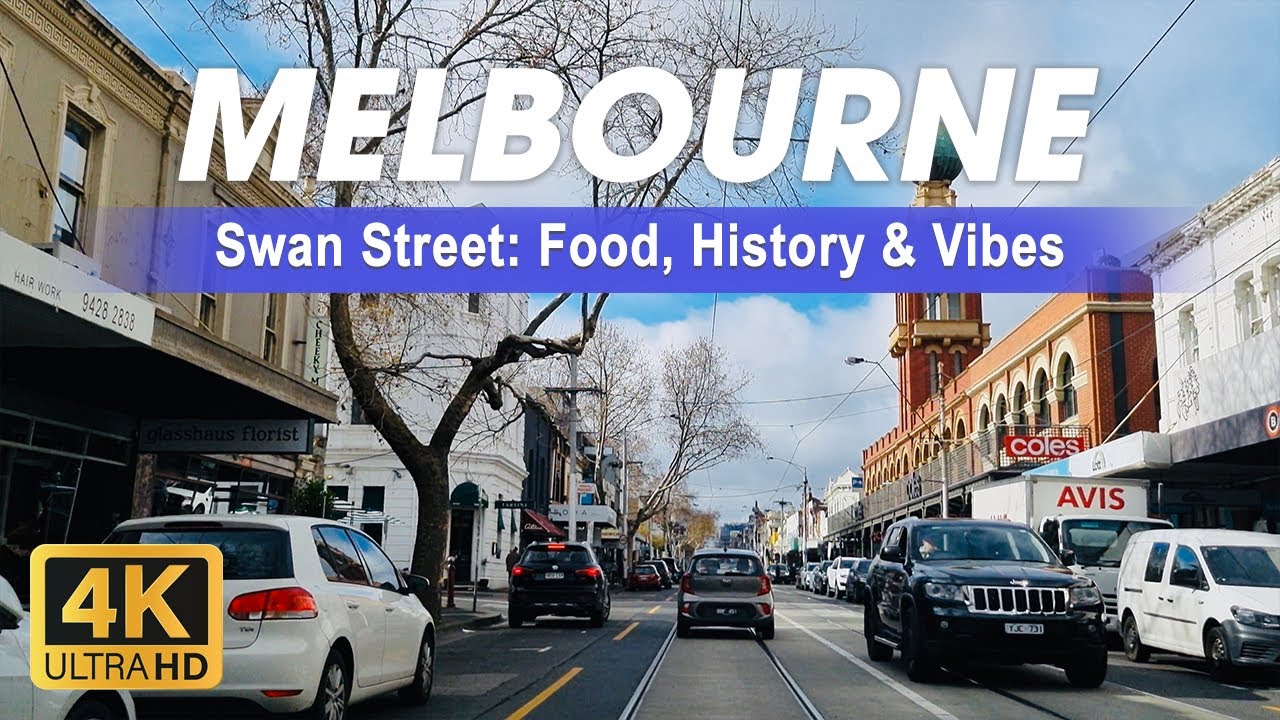 Swan Street Richmond: Food, History & Vibes in Melbourne’s Coolest Strip | Drive-through Tour | 4K