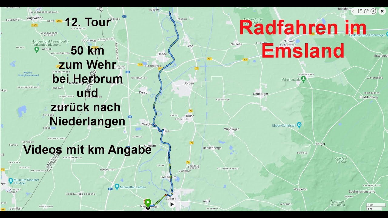 12. Tour bis Herbrumer Wehr und zurück mit Radfahren im Emsland