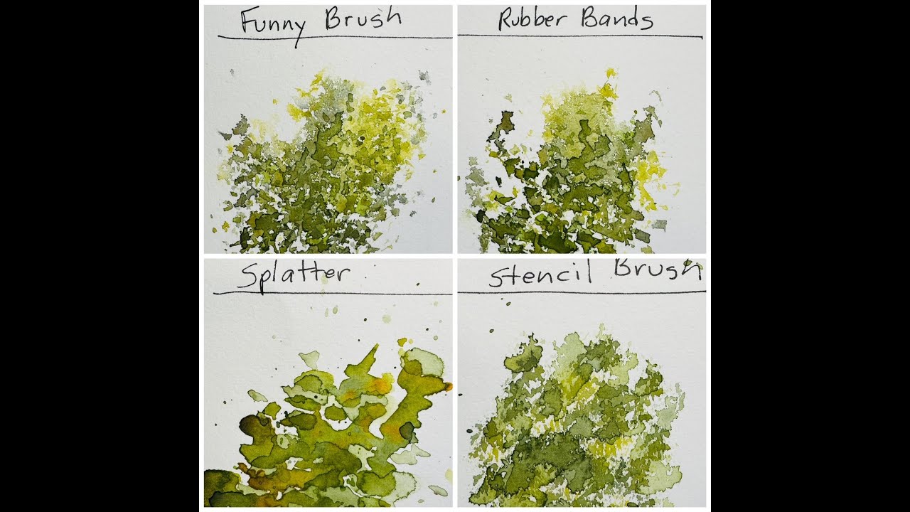 Painting foliage with watercolor - 4 ways (Rubber bands win!)