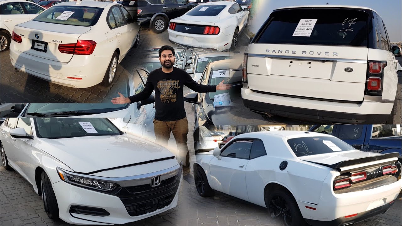 Sharjah crashed cars Auction | Rang Rover , Mustang , Challanger , BMW , Honda