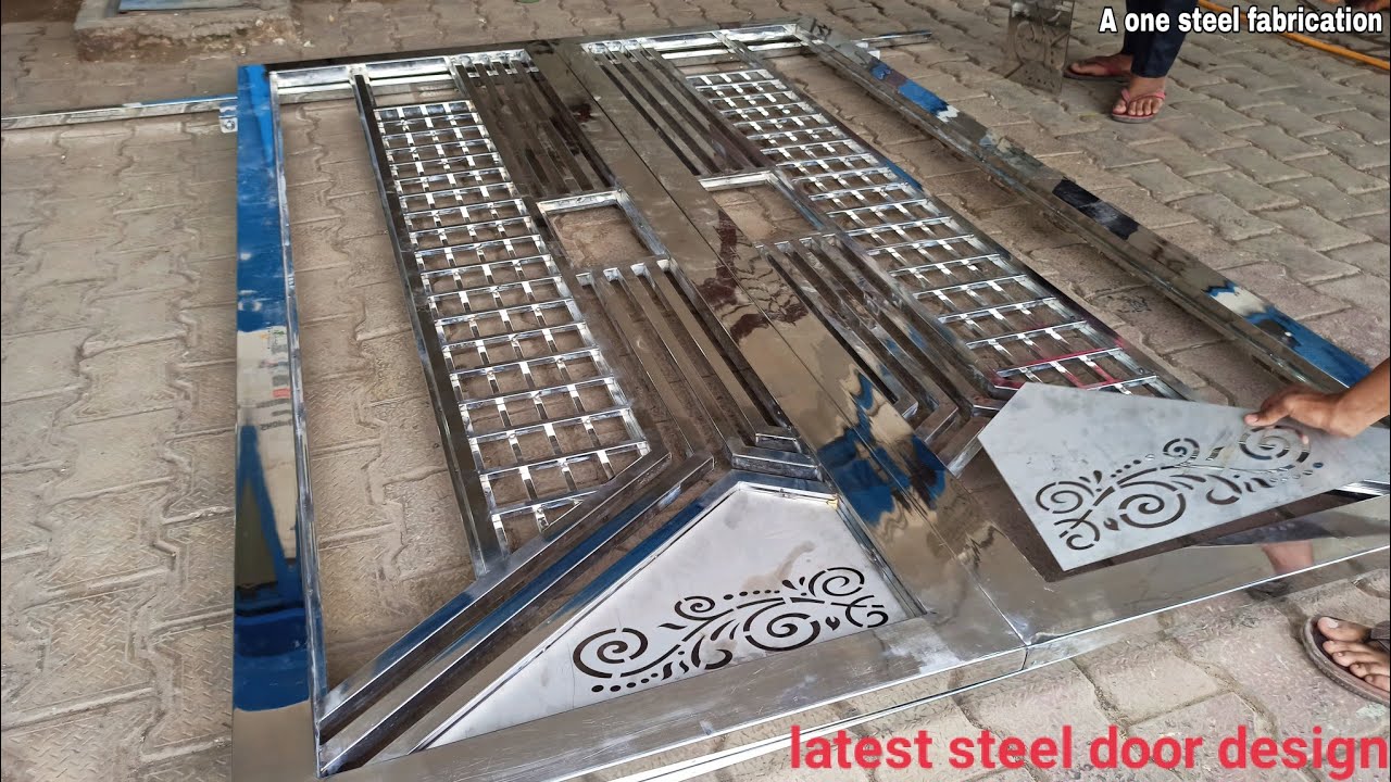 Fancy steel door / stainless steel double door how to make steel door